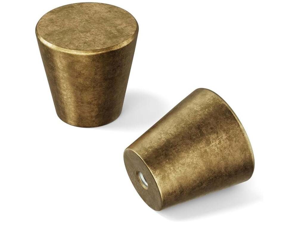 Homdiy Brushed Brass Cabinet Knobs Circular Cone Shape 10 pack